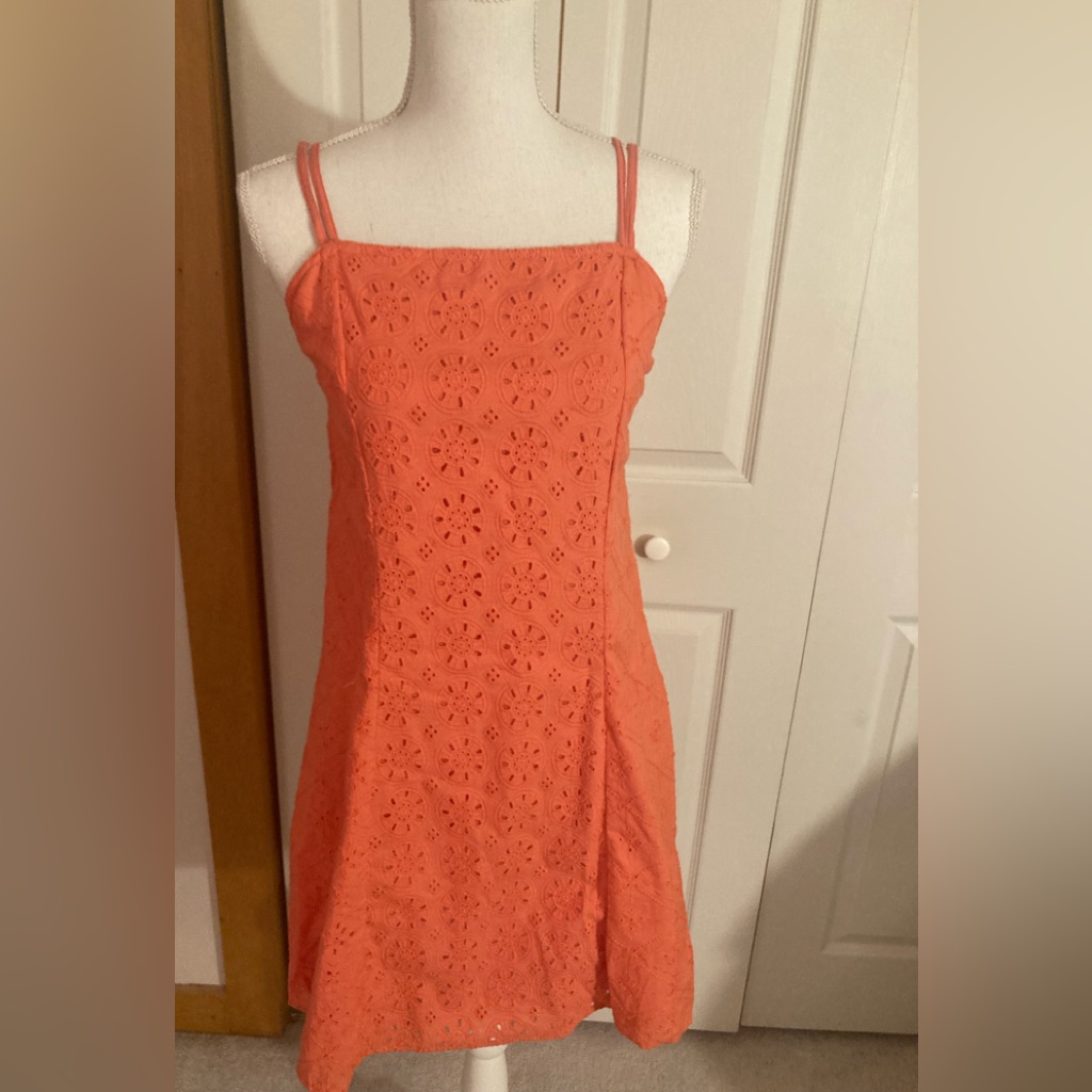 Derek Heart Salmon Orange Eyelet Sundress M